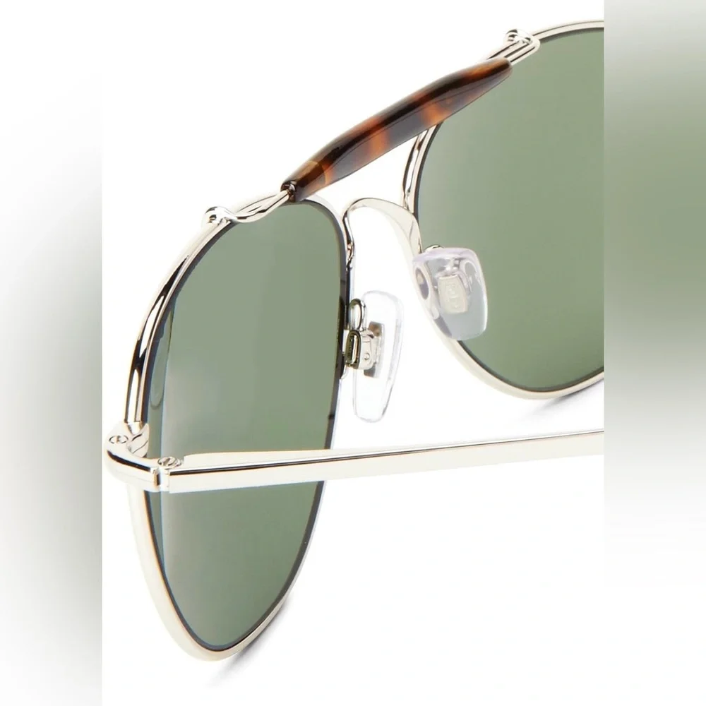 Ralph Lauren Unisex Aviator Pilot Sunglasses PH 3078-P 9001/31, Silver/Green